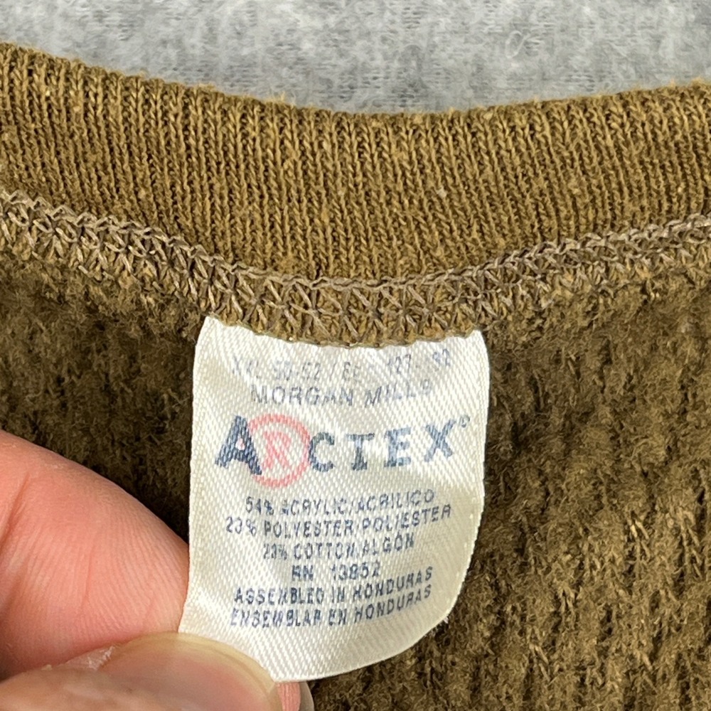 VTG Morgan Mills Thermal Shirt Mens 2XL Brown Arctex Waffle Knit Long Sleeve 70s - Picture 2 of 7